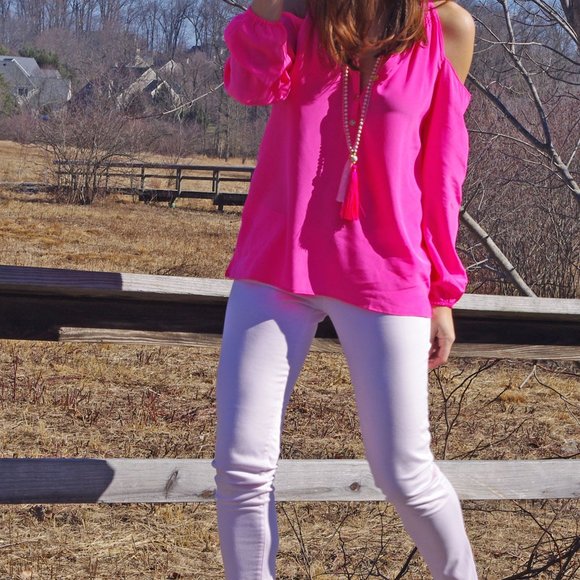 Lilly Pulitzer Elsa Top Sunny Shoulder Tiki Pink Size XXS - Picture 7 of 7